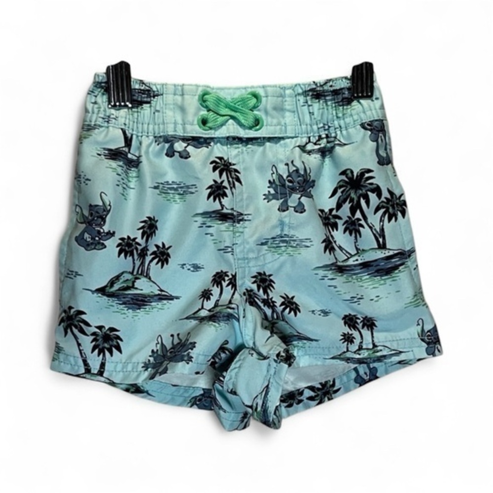 Disney Boy’s Lilo and Stitch Swim Trunks Lined Size 2T Blue Tropical